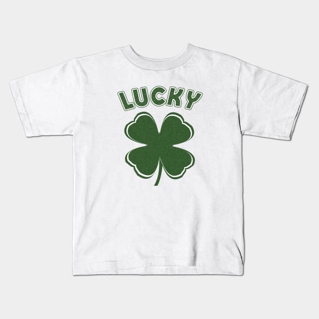 Retro Green Lucky Shamrock Kids T-Shirt by GLStyleDesigns